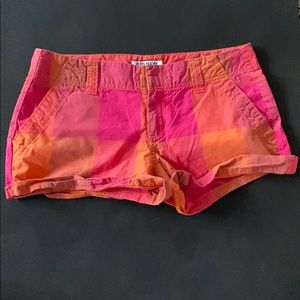 pink and orange plaid shorts